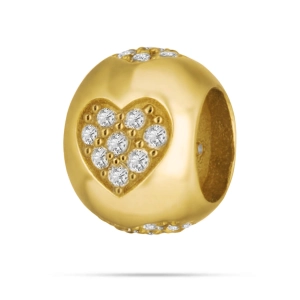 Złoty charms serce 585 z cyrkoniami - blask miłości