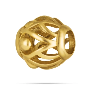 Złoty charms ażurowy 585 z dynamicznym wzorem - kosmiczna elegancja