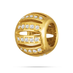 Złota zawieszka charms 585 z cyrkoniami - Ażurowy blask