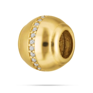 Złoty charms 585 z cyrkoniami - masywny glamour z błyszczącymi akcentami