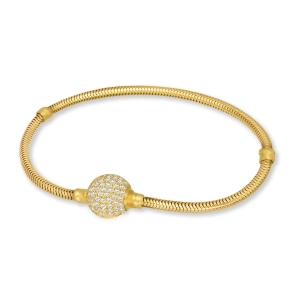 Złota bransoletka baza 585 pod charmsy o splocie wężykowym