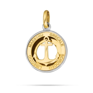 Złota zawieszka kotwica w ażurowym okręgu z dwukolorowego złota 585 Vento