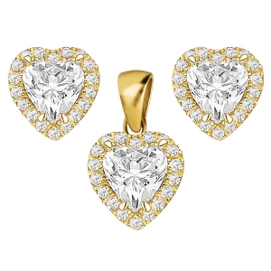 Złoty komplet zawieszka i kolczyk - kryształ Swarovski 100320235