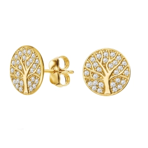 Złote sztyfty drzewko szczęścia z cyrkoniami 1003202323