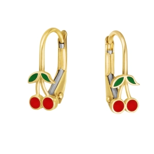 Złote kolczyki angielskie dziecięce wisieńki 1003202310