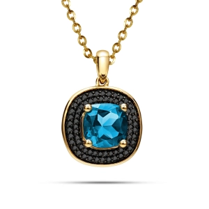 Złota zawieszka z brylantami i london blue topaz JP7061BTBDY 0.29 ct