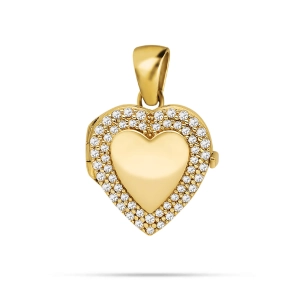 Złote puzderko serduszko z cyrkoniami na przodzie złoto 585 Heritage