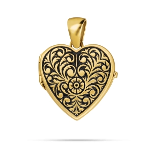 Złote puzderko serce matowe złoto 585 Heritage