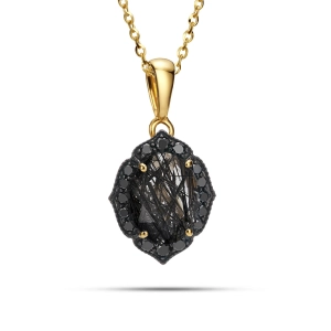 Złota zawieszka z brylantami i kwarcem rutylowym RP16454BRBDY