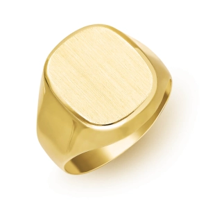 Złoty sygnet z matową owalną tarcza i wypolerowanymi bokami złoto 585