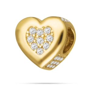 Złota zawieszka charms 585 - eleganckie serce pełne blasku
