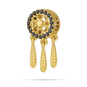 Złoty charms 585 - łapacz snów z czarnymi cyrkoniami