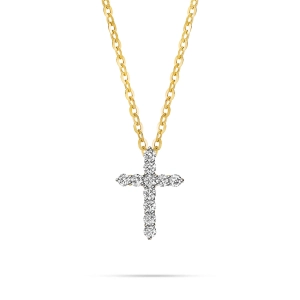Złota celebrytka krzyżyk z brylantami 104-10020