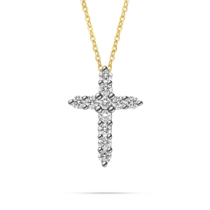 Złoty nazyjnik z brylantami- krzyżyk 104-10039(2,3)