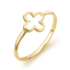 Złoty pierścionek clover cut  ażurowa koniczyna City