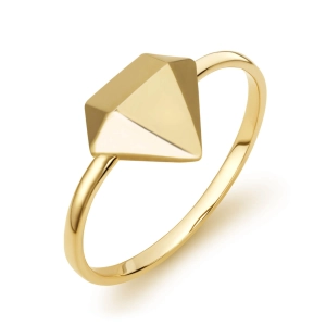 Złoty pierścionek geometryczny diament 3D złoto 585 City P_39