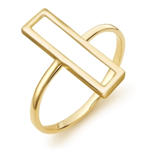 Złoty pierścionek rectangular cut gładki prostokąt złoto 585 City P_32