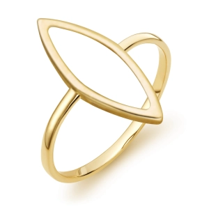 Złoty pierścionek leaf cut gładka forma liścia złoto 585 City P_33