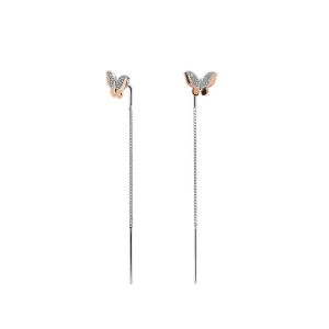 Srebrne kolczyki przeciągane motylek 909