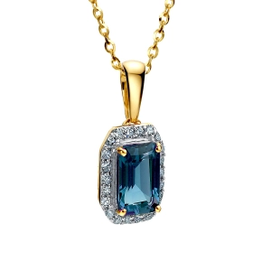 Złota zawieszka z brylantami i london blue topaz  CP4716LBTY 0,09 ct