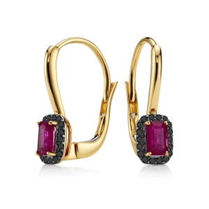 Złote kolczyki z brylantami i rubinem RE14555RBBDY 0,14 CT