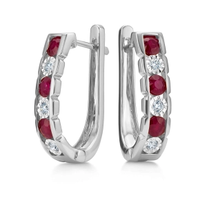 Złote kolczyki z brylantami i rubinem JE5544RBW 0,12 CT