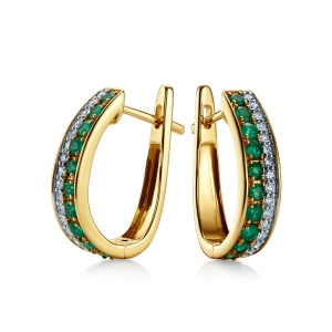 Złote kolczyki z brylantami i szmaragdami JE5584EMY 0,19 CT