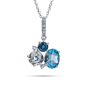 Złota zawieszka z brylantami i topazami  RP17477LBTBTW 0,05 ct