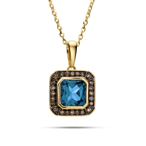 Złota zawieszka z brylantami i london blue topaz RP17297LBTCHY 0,18 ct