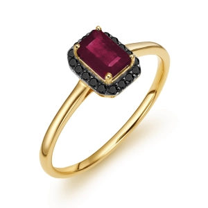 Złoty pierścionek z brylantami i rubinem RR46085RBBDY 0,12 CT