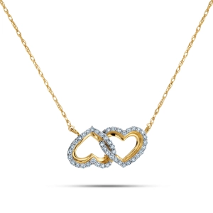 Złoty naszyjnik z brylantami dwa serca JP6171Y
