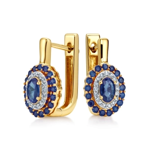 Złote kolczyki z diamentami i szafirami JE5561SAPY