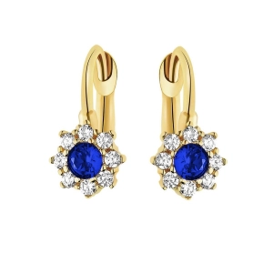 Złote dziecięce kolczyki biało granatowe cyrkonie 1205202322