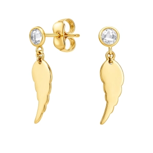 Złote kolczyki wiszące skrzydła anioła 1605202379