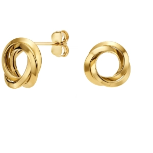 Złote kolczyki supeł - gładkie okręgi złoto 585 Basic