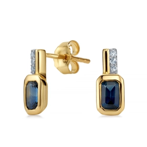 Złote kolczyki z brylantami i szafirem JE5243SAPY