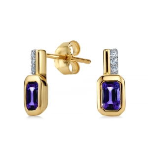 Złote kolczyki z brylantami i tanzanitem JE5243TZNY