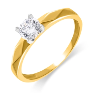 Złoty pierścionek zaręczynowy klasyczny z cyrkonią  0509202316