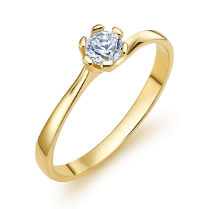 Pierścionek zaręczynowy z diamentem - Flower 0,3 ct