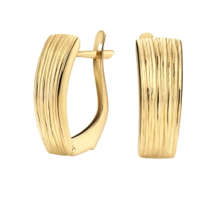 Złote kolczyki angielskie z falistym żłobieniem złoto 585 18mm Basic