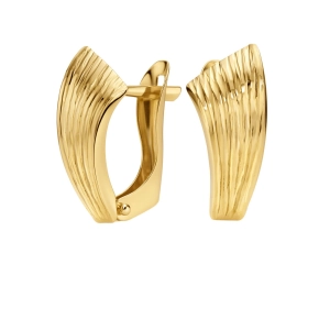 Złote kolczyki angielskie profilowane z falistym żłobieniem 16mm złoto 585 Basic