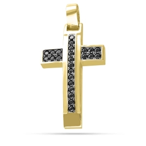 Krzyż ze złota z czarnymi cyrkoniami oryginalny 2305202373