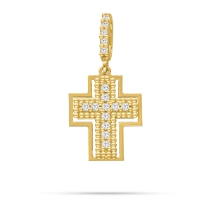 Krzyż ze złota 585 z cyrkoniami 2305202382