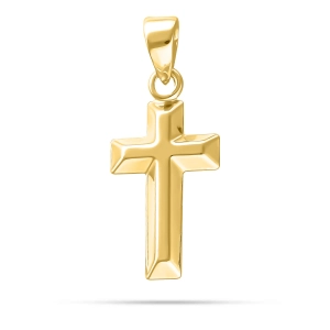 Złoty krzyż fasetowany z gładkim tyłem 2305202356