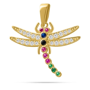 Złota zawieszka ważka kolorowa 23052023119