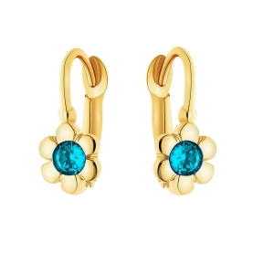 Złote kolczyki patentowe dla dziewczynki 1205202333 jasna niebieska cyrkonia