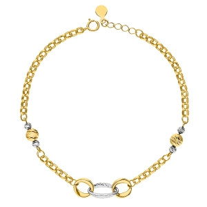 Złota bransoletka rollo z diamentowanymi kulkami i elementami 585 1210202319B