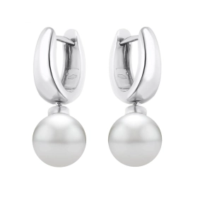 Złote kolczyki z perła 20230712001- białe złoto