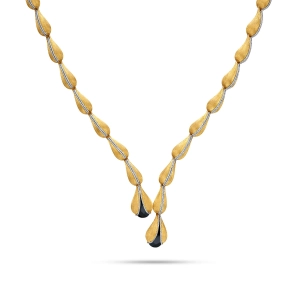 Wyjątkowy złoty naszyjnik matowe krople z białym diamentowaniem onyks Prestige Z_59