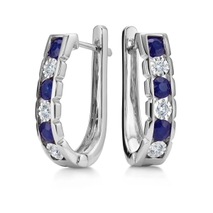 Złote kolczyki z brylantami i szafirami JE5544SAPW